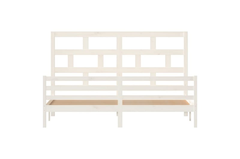 Sängynrunko valkoinen täysi mänty 200x200 cm - Valkoinen - Huonekalut - Sänky - Sänkykehikot & sängynrungot