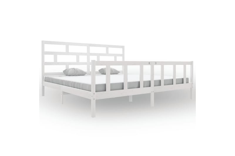 Sängynrunko valkoinen täysi mänty 200x200 cm - Valkoinen - Huonekalut - Sänky - Sänkykehikot & sängynrungot