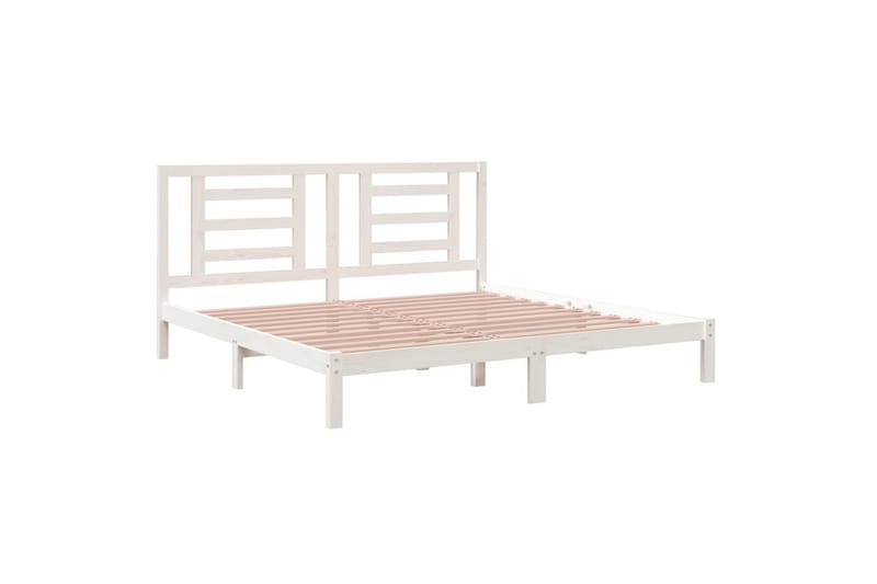 Sängynrunko valkoinen täysi mänty 200x200 cm - Valkoinen - Huonekalut - Sänky - Sänkykehikot & sängynrungot