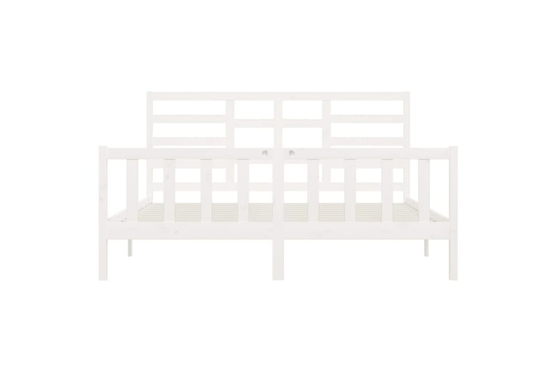 Sängynrunko valkoinen täysi mänty 200x200 cm - Valkoinen - Huonekalut - Sänky - Sänkykehikot & sängynrungot
