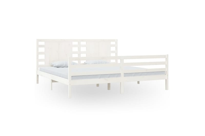 Sängynrunko valkoinen täysi mänty 200x200 cm - Valkoinen - Huonekalut - Sänky - Sänkykehikot & sängynrungot