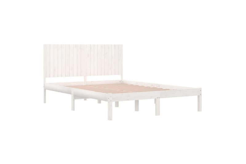 Sängynrunko valkoinen täysi mänty 200x200 cm - Valkoinen - Huonekalut - Sänky - Sänkykehikot & sängynrungot