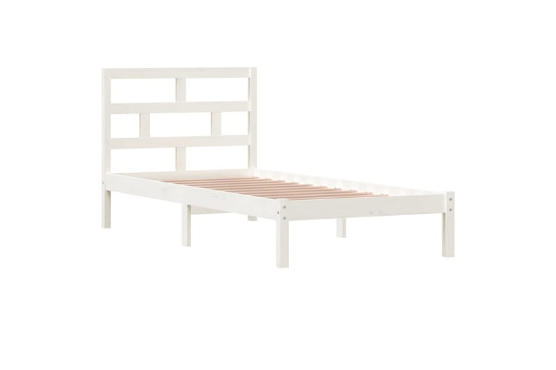 Sängynrunko valkoinen täysi mänty 90x200 cm - Valkoinen - Huonekalut - Sänky - Sänkykehikot & sängynrungot
