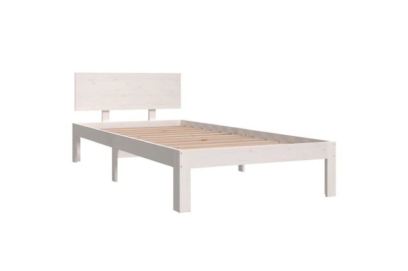 Sängynrunko valkoinen täysi mänty 90x200 cm - Valkoinen - Huonekalut - Sänky - Sänkykehikot & sängynrungot