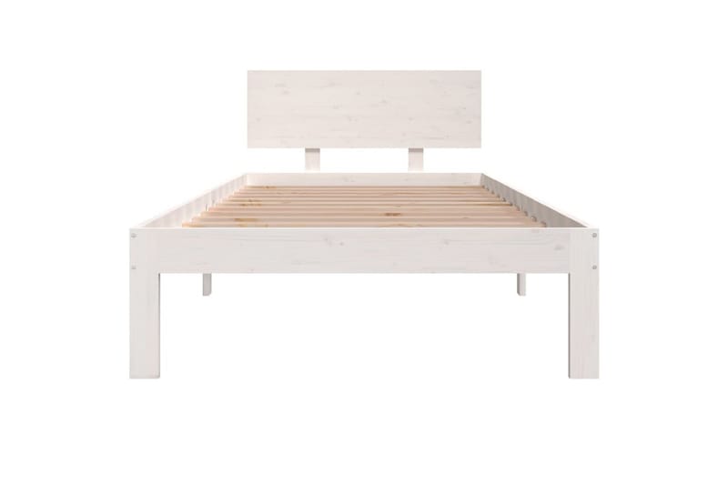 Sängynrunko valkoinen täysi mänty 90x200 cm - Valkoinen - Huonekalut - Sänky - Sänkykehikot & sängynrungot