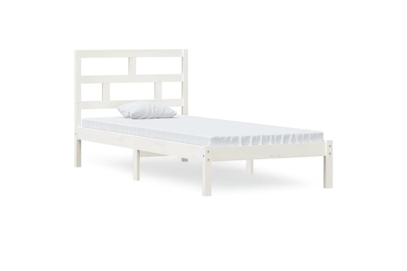 Sängynrunko valkoinen täysi mänty 90x200 cm - Valkoinen - Huonekalut - Sänky - Sänkykehikot & sängynrungot
