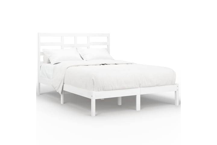 Sängynrunko valkoinen täysi puu 120x200 cm - Valkoinen - Sänkykehikot & sängynrungot