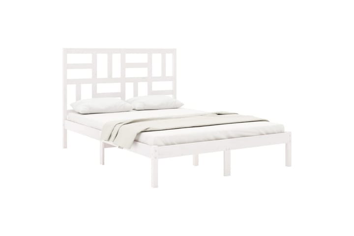 Sängynrunko valkoinen täysi puu 160x200 cm - Valkoinen - Sänkykehikot & sängynrungot