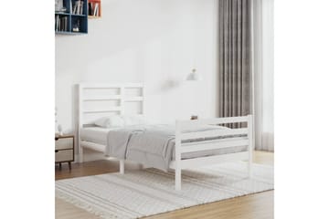 Sängynrunko valkoinen täysi puu 100x200 cm - Valkoinen - Huonekalut - Sänky - Sänkykehikot & sängynrungot