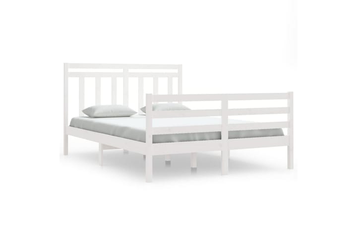 Sängynrunko valkoinen täysi puu 140x200 cm - Valkoinen - Sänkykehikot & sängynrungot