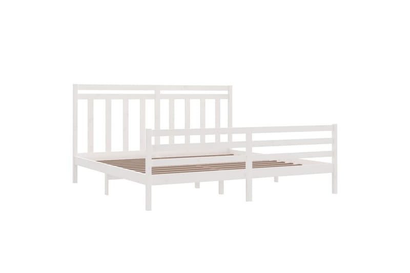 Sängynrunko valkoinen täysi puu 200x200 cm - Valkoinen - Huonekalut - Sänky - Sänkykehikot & sängynrungot