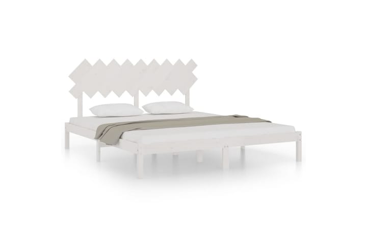 Sängynrunko valkoinen täysi puu 180x200 cm 6FT Super King - Valkoinen - Sänkykehikot & sängynrungot