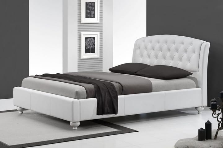 Sängynrunko Vandine 160x220 cm Keinonahka - Valkoinen - Sänkykehikot & sängynrungot