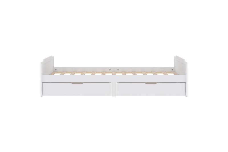 Sängynrunko vetolaatikoilla valkoinen täysi mänty 90x200 cm - Valkoinen - Huonekalut - Sänky - Sänkykehikot & sängynrungot
