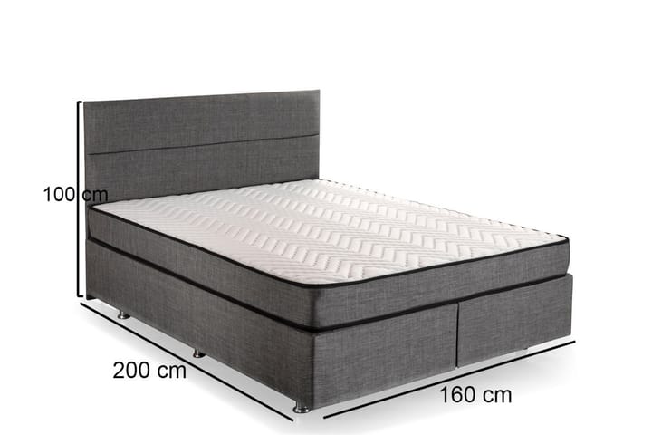 Sängynrunko Zilarra sängynpäädyllä 160x200 cm - Harmaa - Sänkykehikot & sängynrungot