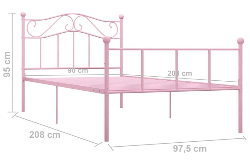 Sängynrunko pinkki metalli 90x200 cm - Huonekalut - Sänky - Sänkykehikot & sängynrungot