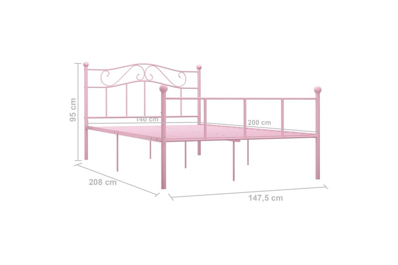 Sängynrunko pinkki metalli 140x200 cm - Huonekalut - Sänky - Sänkykehikot & sängynrungot