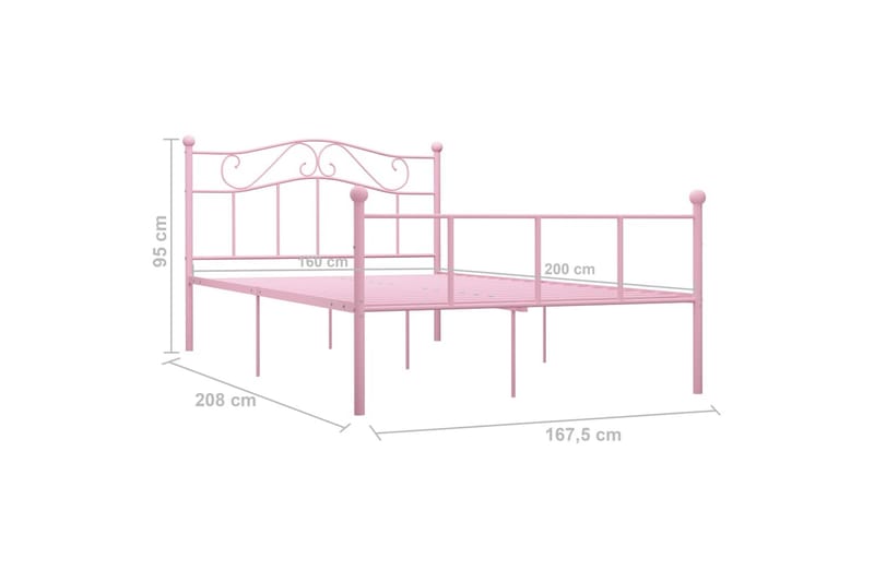 Sängynrunko pinkki metalli 160x200 cm - Huonekalut - Sänky - Sänkykehikot & sängynrungot