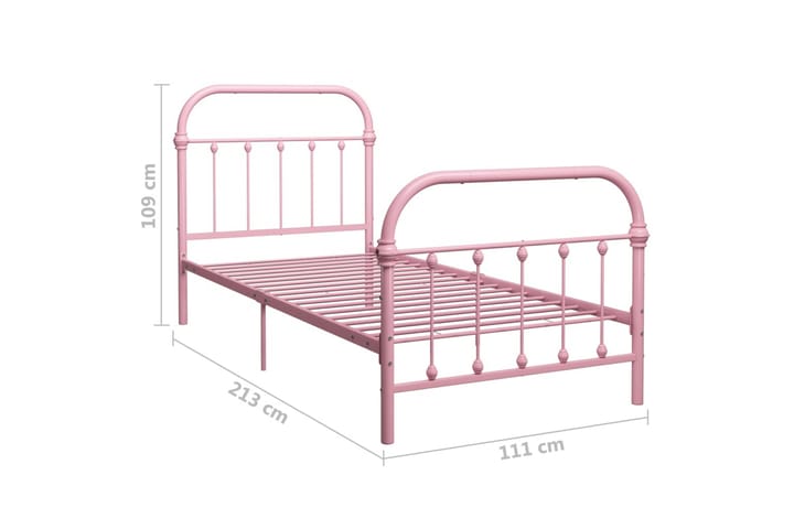 Sängynrunko pinkki metalli 100x200 cm - Sänkykehikot & sängynrungot