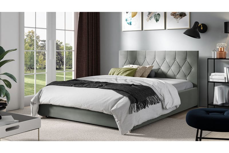 Sänky 187x222 cm - Harmaa - Huonekalut - Sänky - Sänkykehikot & sängynrungot