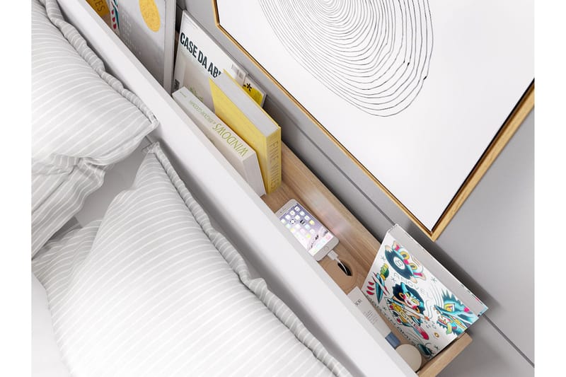 Sänky Dentro 218x147x88 cm - Beige/Valkoinen - Huonekalut - Sänky - Sänkykehikot & sängynrungot