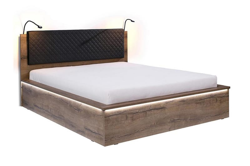 Sänky Denver 182x214 cm LED-valaistus, Tammi