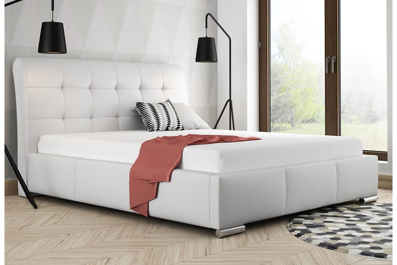 Sänky Geita Säilytyksellä 160x200 - Valkoinen - Huonekalut - Sänky - Sänkykehikot & sängynrungot