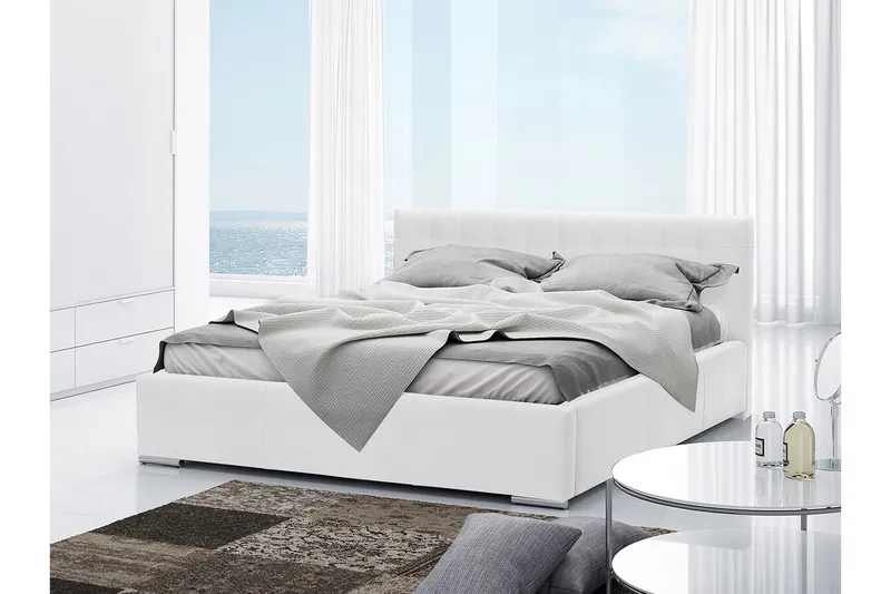 Sänky Girton säilytyksellä 160x200 - Valkoinen - Huonekalut - Sänky - Sänkykehikot & sängynrungot