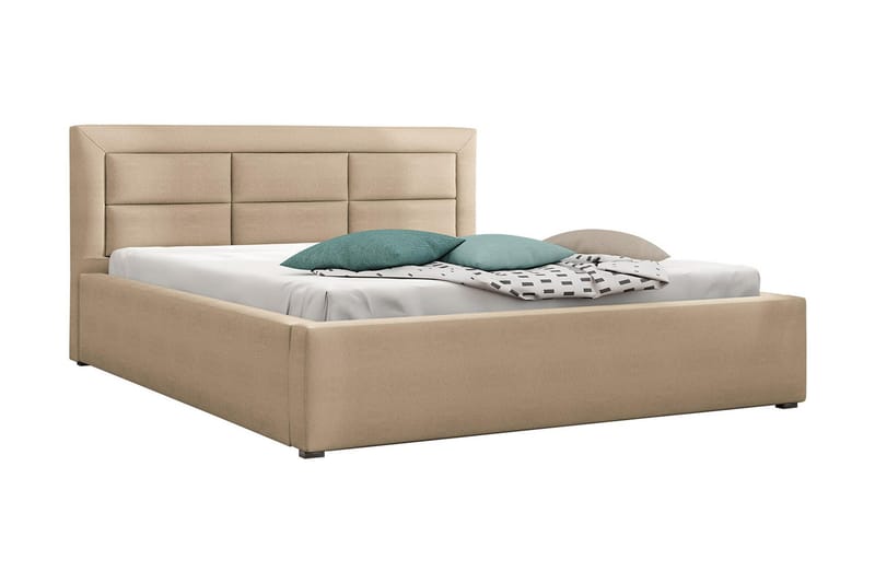 Sänky Havberg 200x200 cm Metallikehys - Beige - Huonekalut - Sänky - Sänkykehikot & sängynrungot