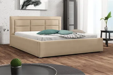 Sänky Havberg 200x200 cm Metallikehys - Beige - Huonekalut - Sänky - Sänkykehikot & sängynrungot