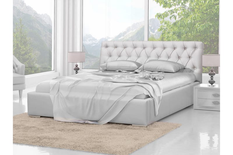 Sänky Kirkesjord 160x200 - Valkoinen - Huonekalut - Sänky - Sänkykehikot & sängynrungot