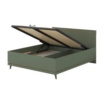 Sänky Scandi, ylösnostettava säilytystila - 160 cm, Hillitty vihreä - öljytty tammi - Huonekalut - Sänky - Sänkykehikot & sängynrungot