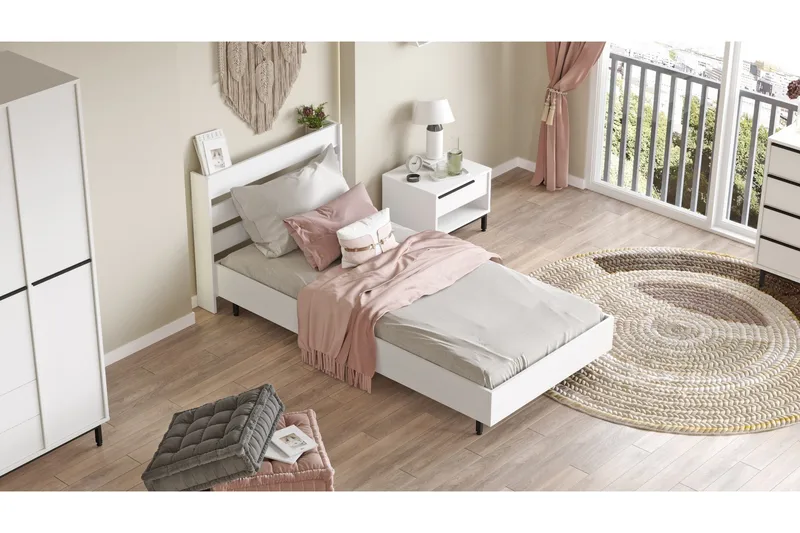 Sänkykehys Liyakat 90x200 cm, Valkoinen