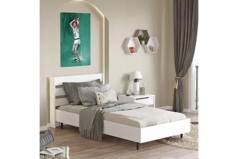 Sänkykehys Liyakat 90x200 cm - Valkoinen - Huonekalut - Sänky - Sänkykehikot & sängynrungot