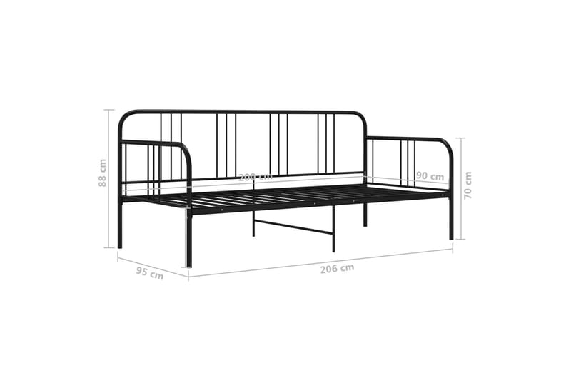 Sohvasängyn runko musta metalli 90x200 cm - Musta - Huonekalut - Sänky - Sänkykehikot & sängynrungot