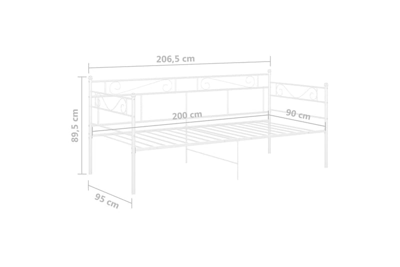 Sohvasängyn runko valkoinen metalli 90x200 cm - Huonekalut - Sänky - Sänkykehikot & sängynrungot