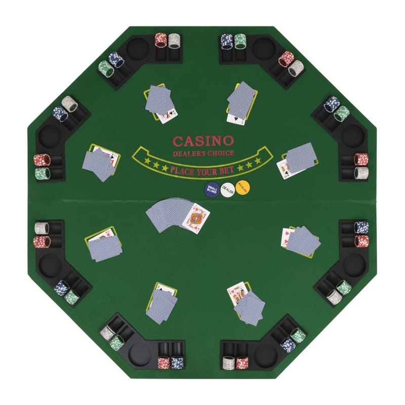 Taitettava pokeripöytälevy 8 pelaajalle kahdeksankulmio - Vihreä - Huonekalut - Sänky - Sänkykehikot & sängynrungot