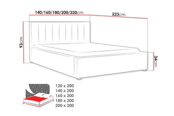 Valasco sängynrunko säilytystilalla 120x200 cm kangasta sängynpäädyllä - Musta - Huonekalut - Sänky - Sänkykehikot & sängynrungot