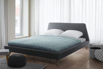 Vienne sängynrunko 180x200 cm kangasta sängynpäädyllä ja puujaloilla - Harmaa - Huonekalut - Sänky - Sänkykehikot & sängynrungot