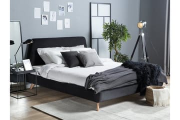 Vienne sängynrunko 180x200 cm kangasta sängynpäädyllä ja puujaloilla - Musta - Huonekalut - Sänky - Sänkykehikot & sängynrungot