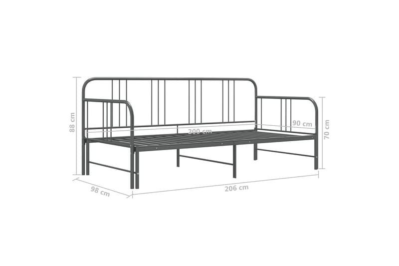 Vuodesohvan runko harmaa metalli 90x200 cm - Harmaa - Huonekalut - Sänky - Sänkykehikot & sängynrungot
