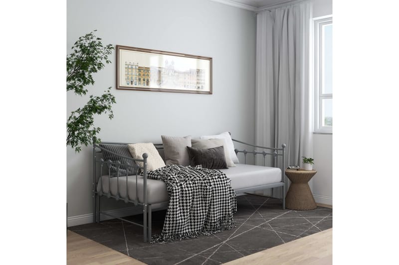 Vuodesohvan runko harmaa metalli 90x200 cm - Huonekalut - Sänky - Sänkykehikot & sängynrungot