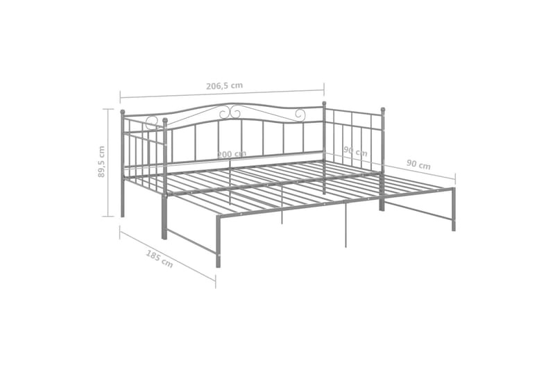 Vuodesohvan runko harmaa metalli 90x200 cm - Huonekalut - Sänky - Sänkykehikot & sängynrungot