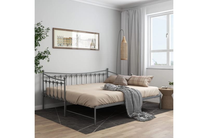 Vuodesohvan runko harmaa metalli 90x200 cm - Huonekalut - Sänky - Sänkykehikot & sängynrungot