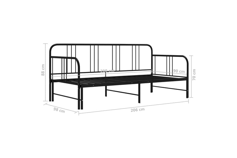 Vuodesohvan runko musta metalli 90x200 cm - Musta - Huonekalut - Sänky - Sänkykehikot & sängynrungot