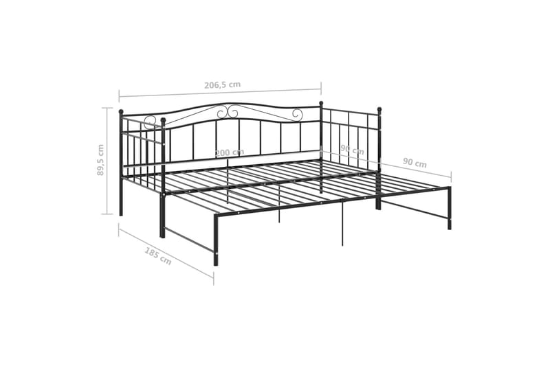 Vuodesohvan runko musta metalli 90x200 cm - Huonekalut - Sänky - Sänkykehikot & sängynrungot