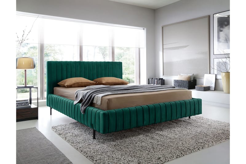 Sänkykehys Plissa 140x200 cm, Tummanvihreä