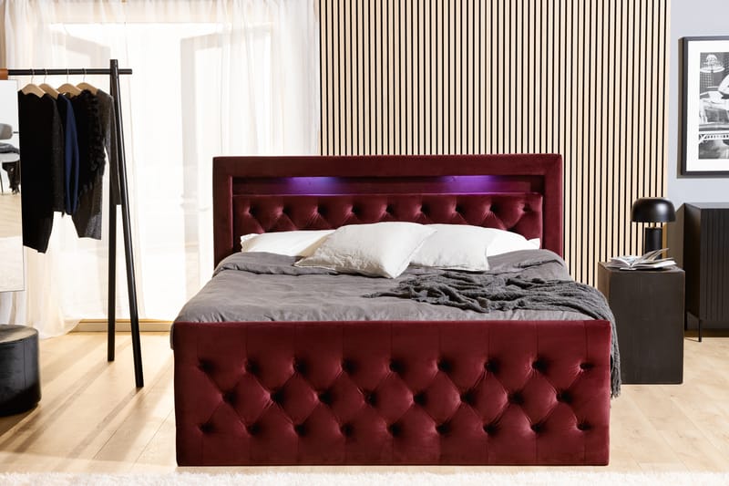 Altaneira Täydellinen Sänkypaketti laatikkosäilytyksellä LED-valaistus 180x200 - Punainen - Huonekalut - Sänky - Sänkypaketti