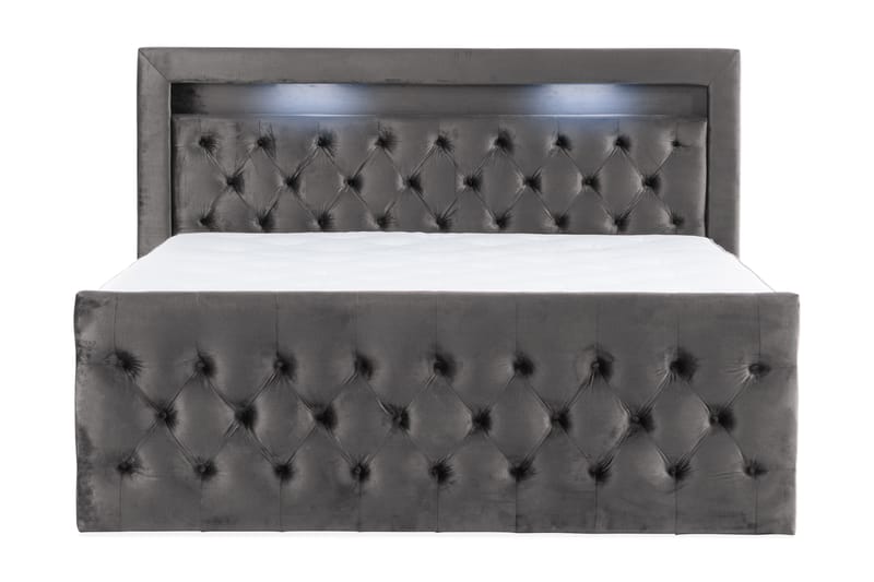 Altaneira Täydellinen Sänkypaketti nostosäilytyksellä LED-valaistus 160x200 - Tummanharmaa - Huonekalut - Sänky - Sänkypaketti