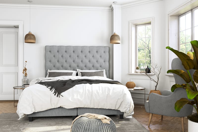 Sänkypaketti Boxford 90x200 Säilytyssänky - Vaaleanharmaa - Huonekalut - Sänky - Jenkkisängyt